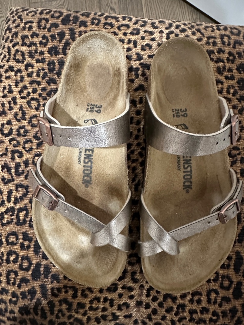 Birkenstock Women’s Metallic Rose Gold Two-Strap Sandals